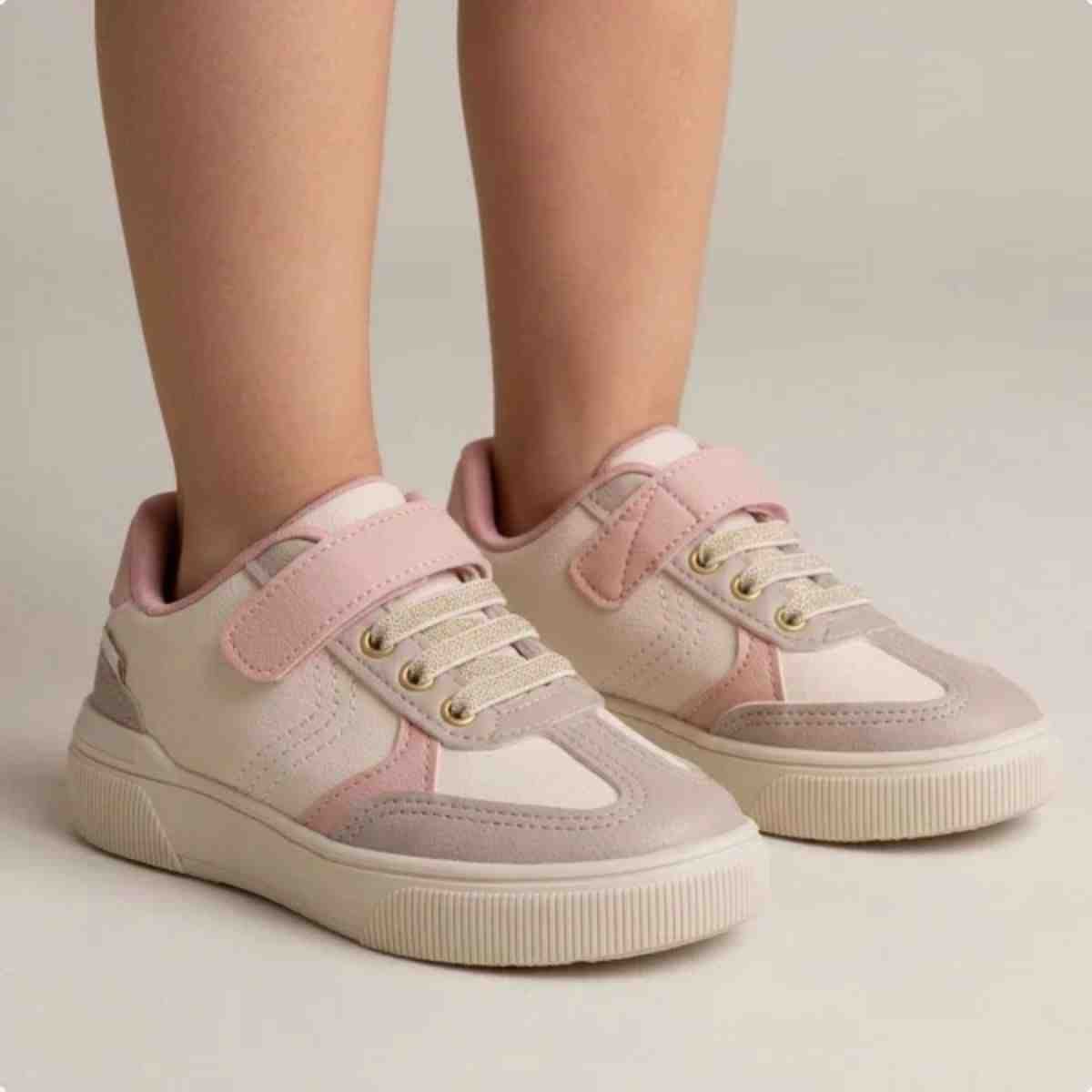 Tenis Casual Infantil Klin Branco Branco/Rosa 2