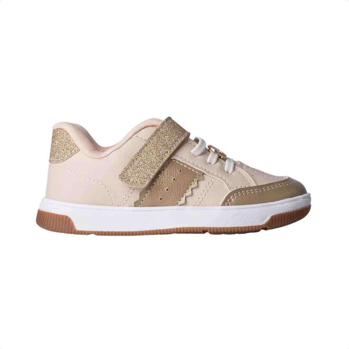 Tenis Casual Infantil Kidy Marfim Dourado