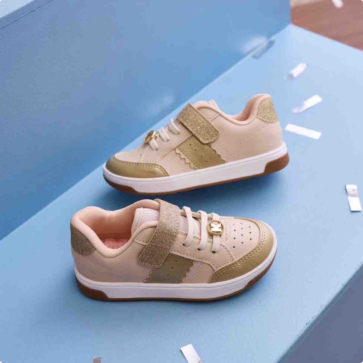 Tenis Casual Infantil Kidy Marfim Dourado Marfim/Dourado 2