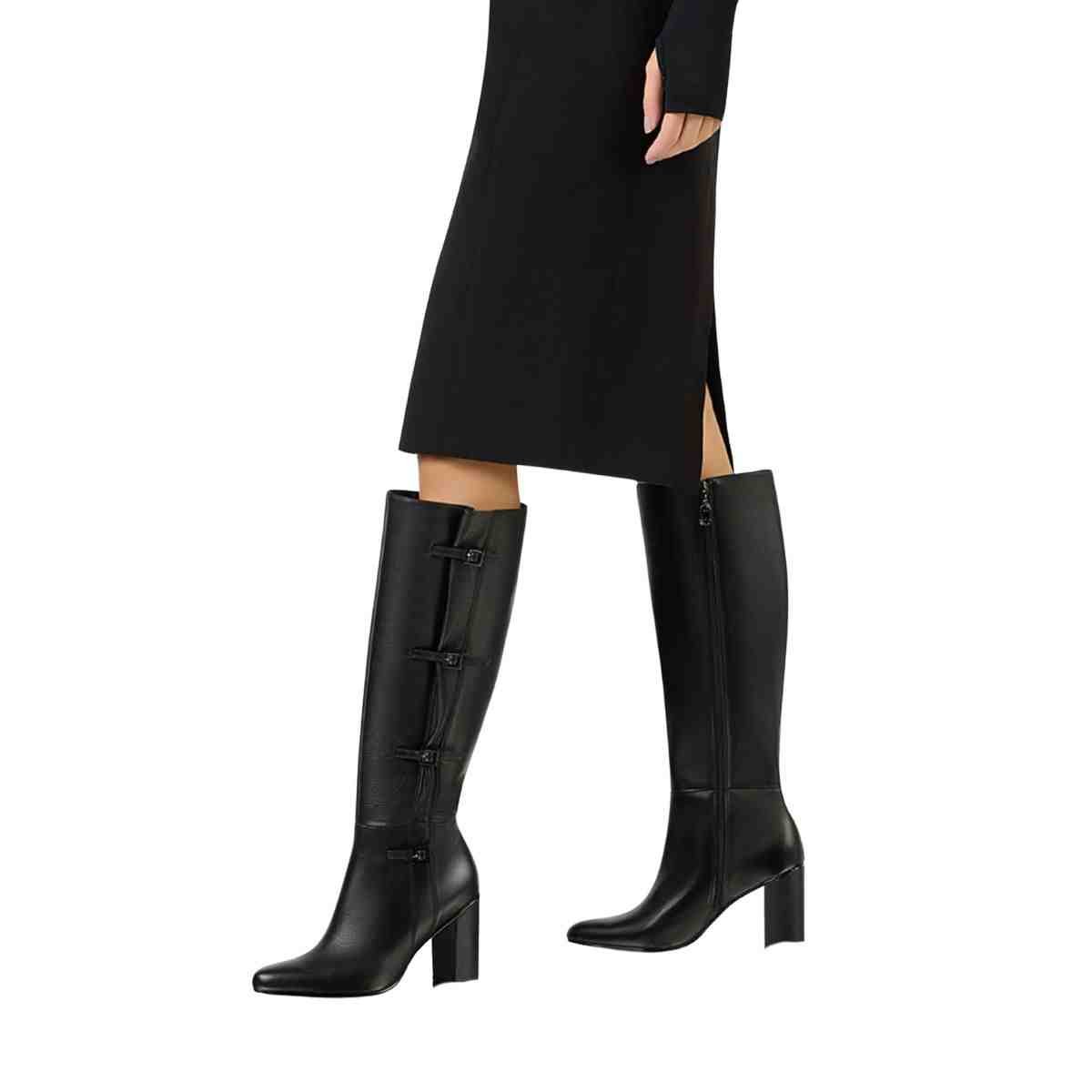 Bota Feminina Cano Alto Luz Da Lua Saara Preta Preto 3