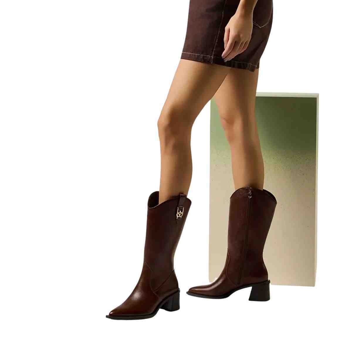 Bota Feminina Cano Alto Luz Da Lua Atacama Trufa Marrom 4