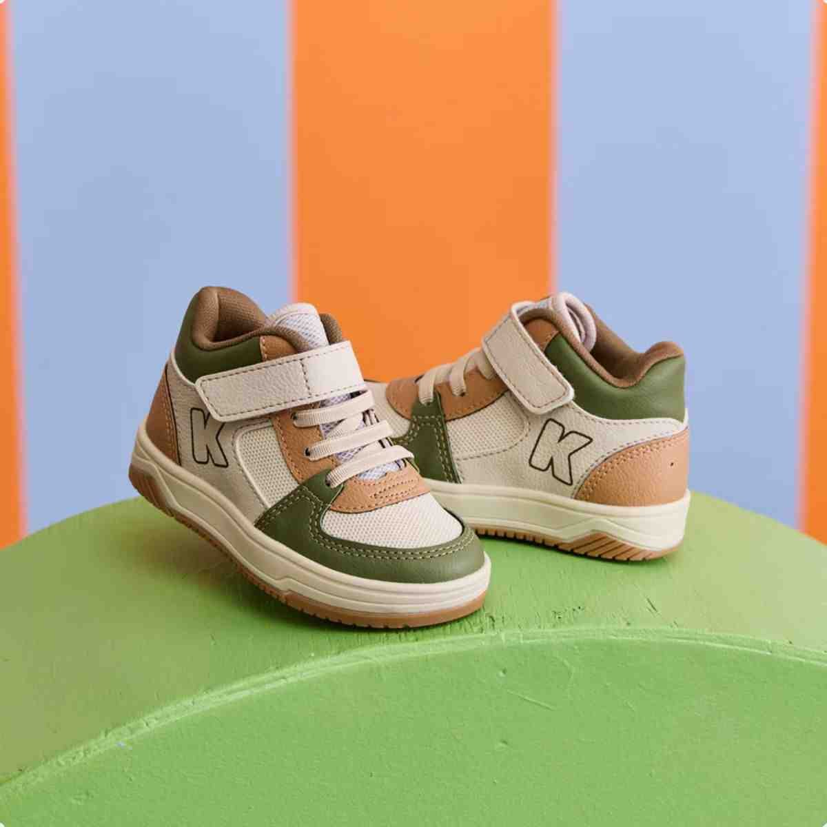 Tenis Casual Bebe Kidy Verde E Marrom Off White/Verde Militar 2