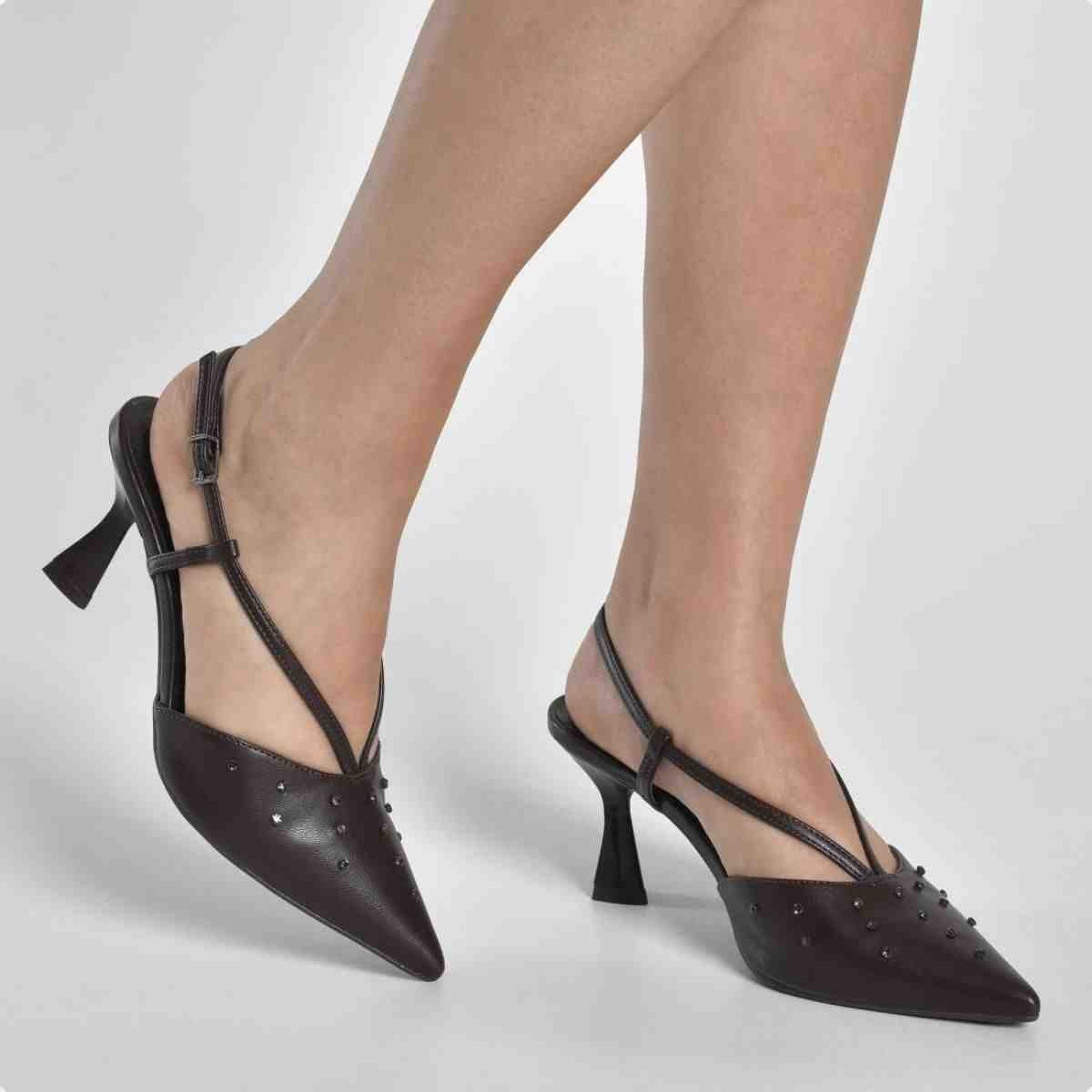Sapato Chanel Feminino Via Marte Slingback Marrom Marrom 2