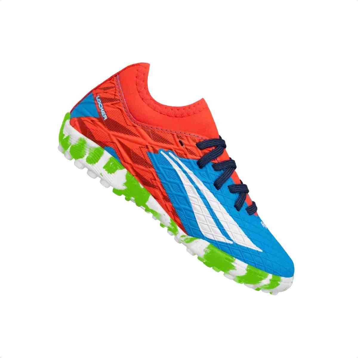 Chuteira Society Infantil Penalty Rx Locker Kids Azul E Vermelho Azul/Vermelho 2