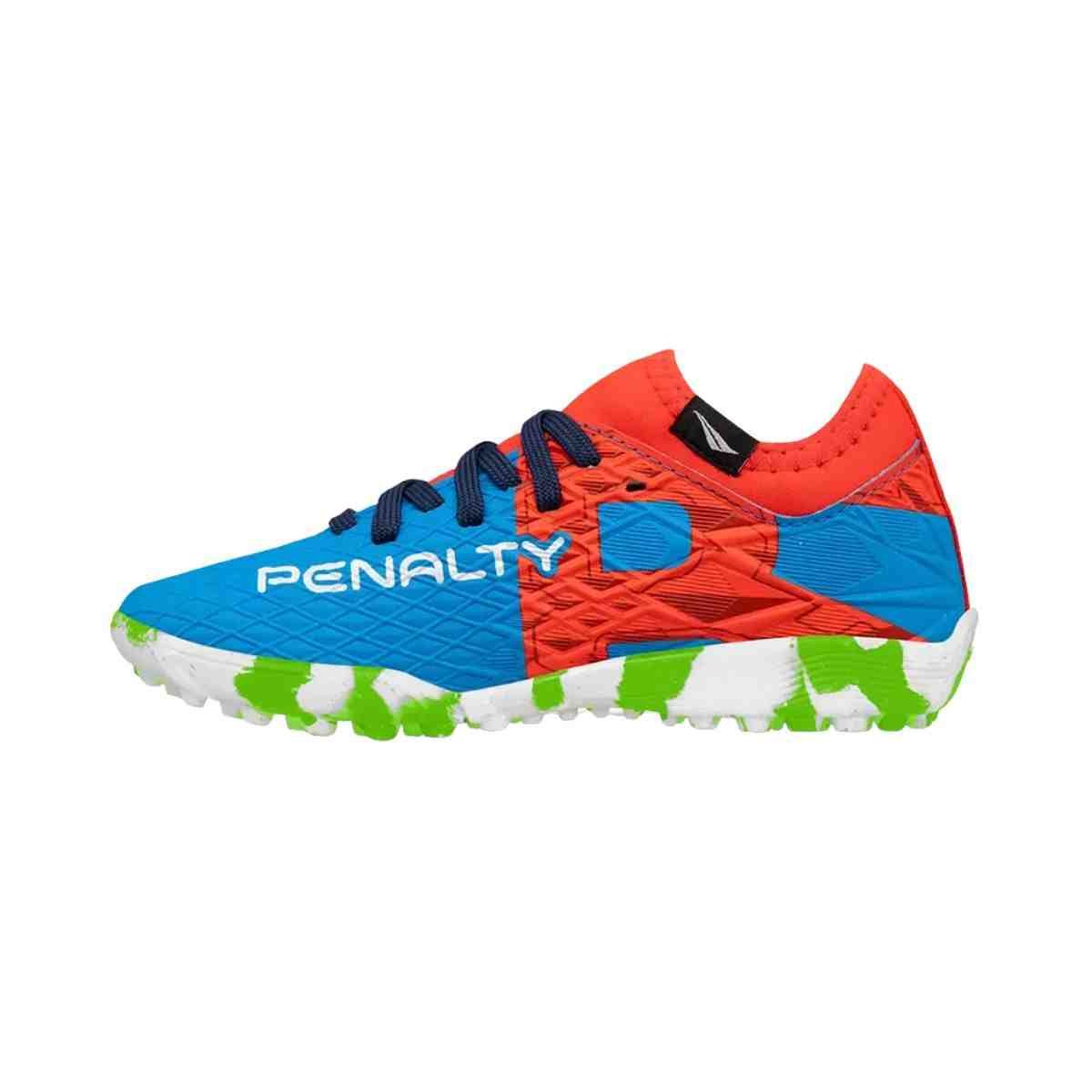 Chuteira Society Infantil Penalty Rx Locker Kids Azul E Vermelho Azul/Vermelho 4