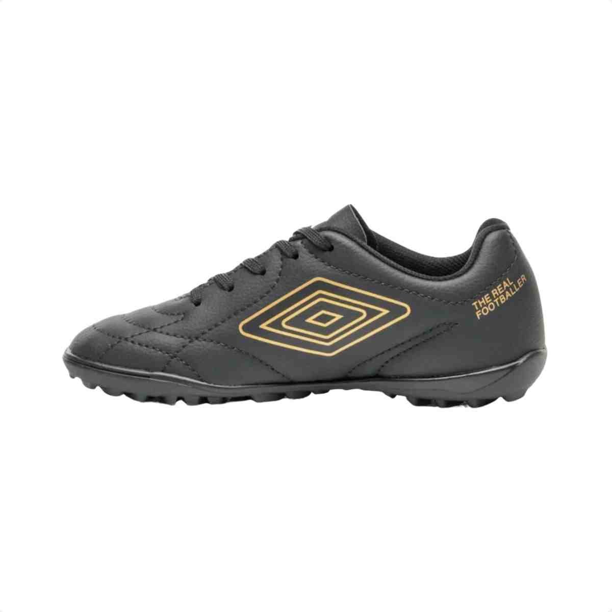 Chuteira Society Infantil Umbro Class Footballer Jr Preto Preto/Dourado 3