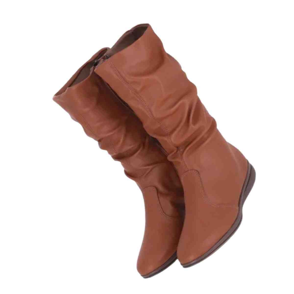 Bota Feminina Anabela Cano Médio Piccadilly Marrom Marrom 5