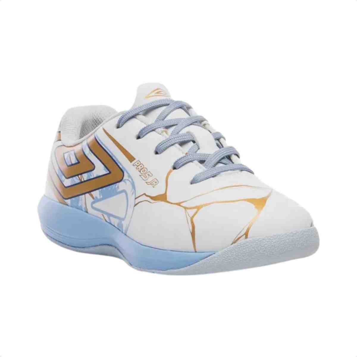 Chuteira Indoor Infantil Umbro Pro 5 Jr Kintsugi Branco E Dourado Branco/ Dourado 2