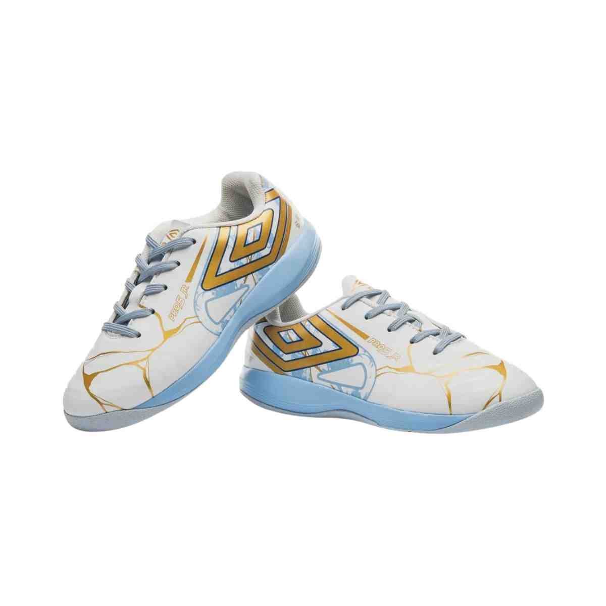 Chuteira Indoor Infantil Umbro Pro 5 Jr Kintsugi Branco E Dourado Branco/ Dourado 4