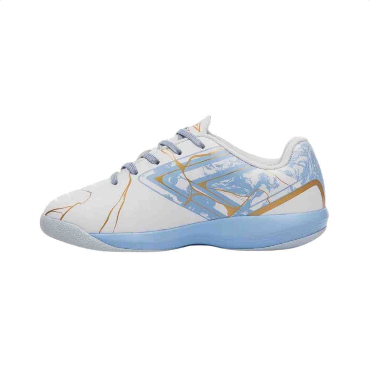 Chuteira Indoor Infantil Umbro Pro 5 Jr Kintsugi Branco E Dourado Branco/ Dourado 6