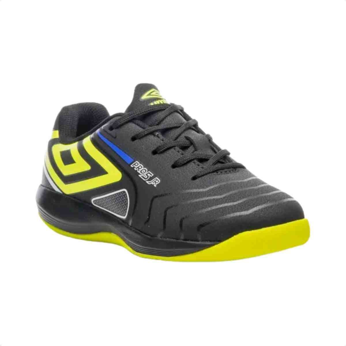 Chuteira Indoor Infantil Umbro Pro 5 Jr Preto Preto/Verde Limão 2