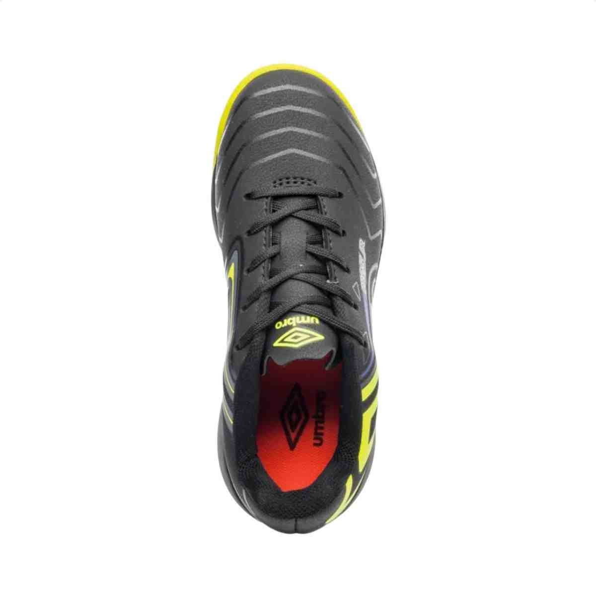 Chuteira Indoor Infantil Umbro Pro 5 Jr Preto Preto/Verde Limão 6