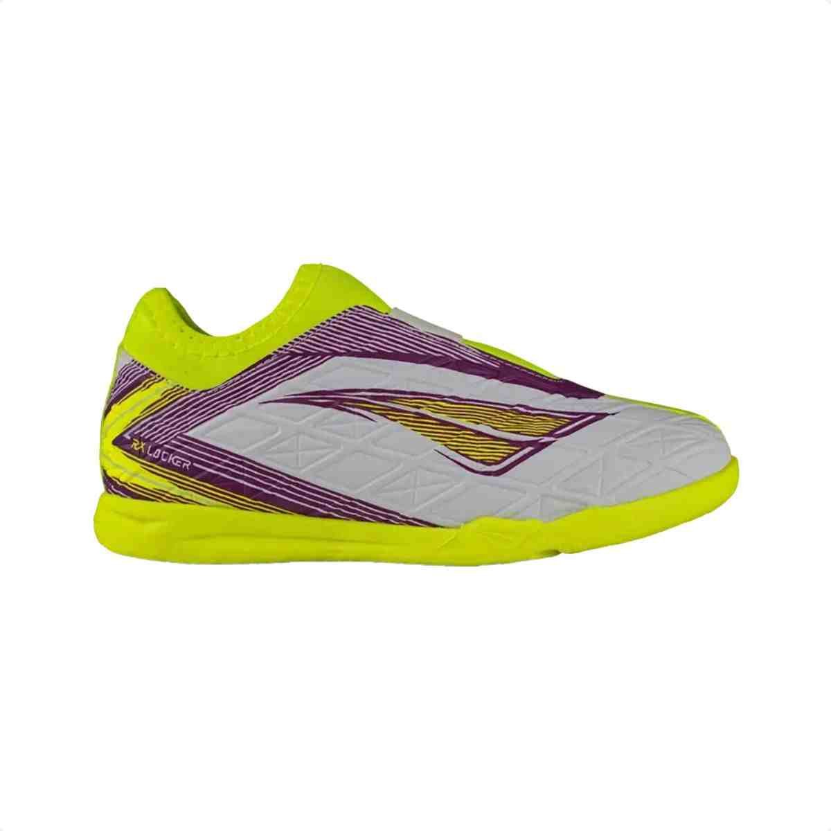 Chuteira Indoor Infantil Penalty Rx Lock Amarelo E Roxo