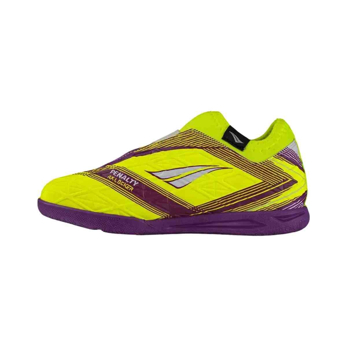 Chuteira Indoor Infantil Penalty Rx Lock Amarelo E Roxo Branco/Amarelo 4