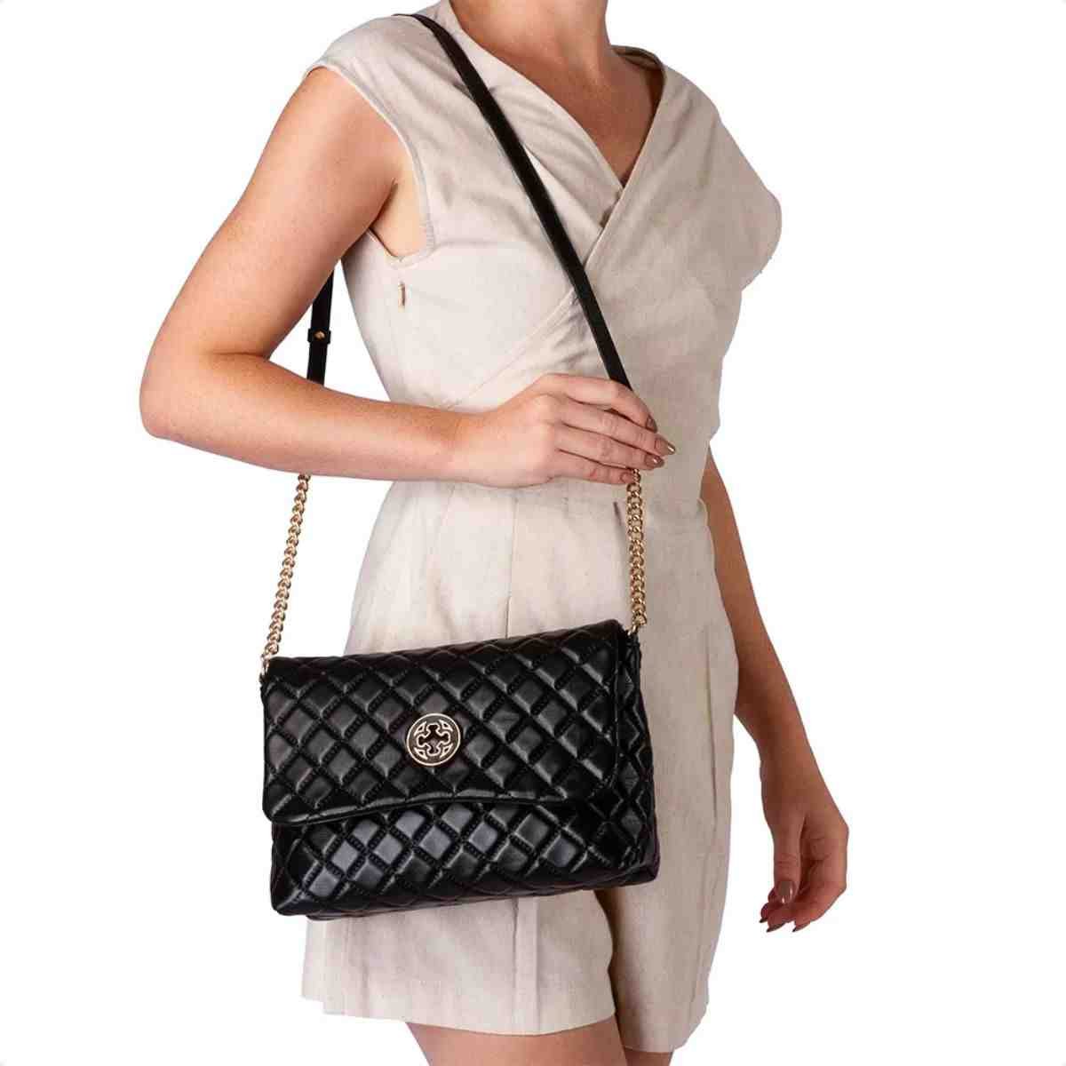 Bolsa Tiracolo Feminino Capodarte Preto Preto 2