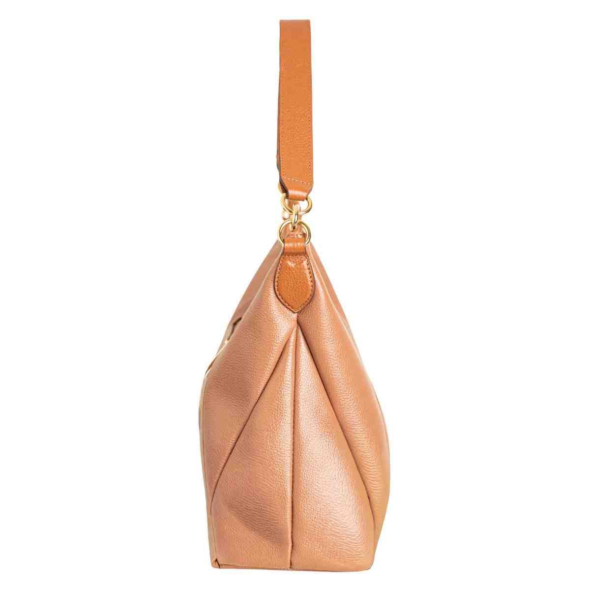 Bolsa Feminina Dm Transversal Couro Grande Macia Bege 4