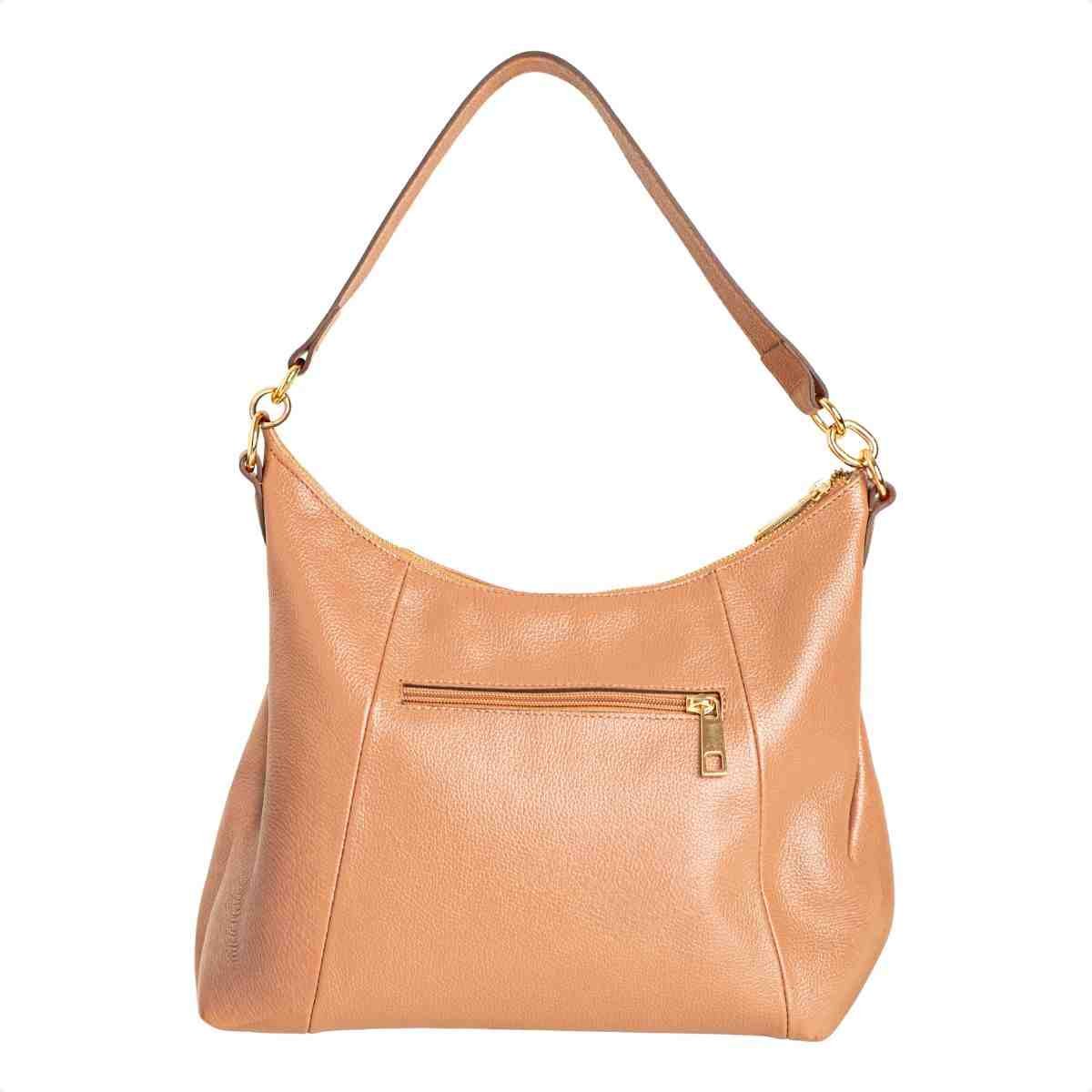 Bolsa Feminina Dm Transversal Couro Grande Macia Bege 5