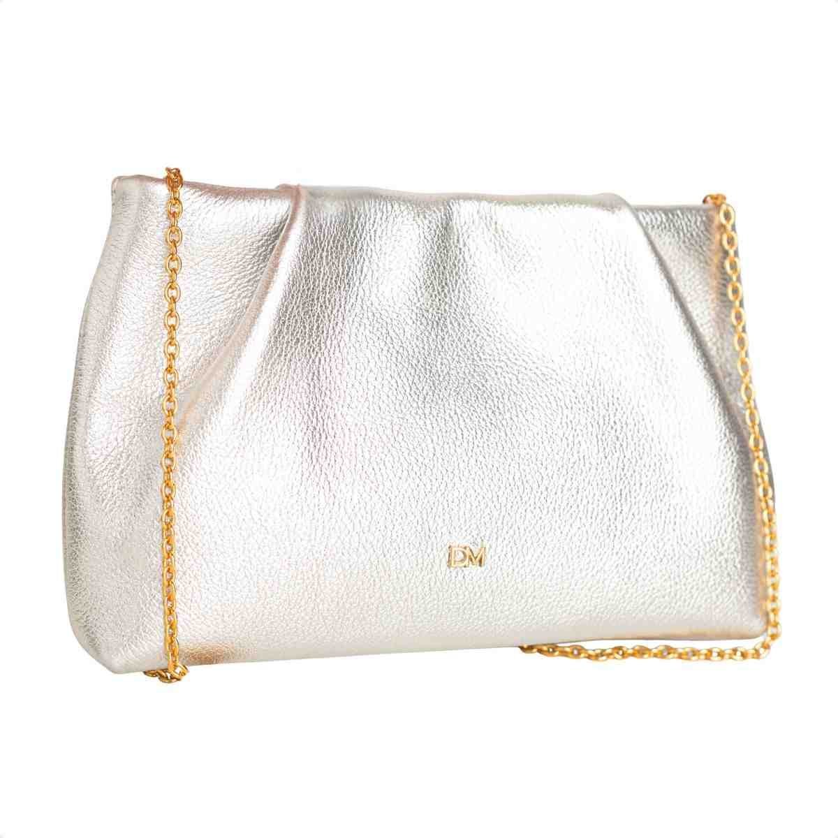 Bolsa Feminina Crossbody Transversal De Couro Prata Prata 2