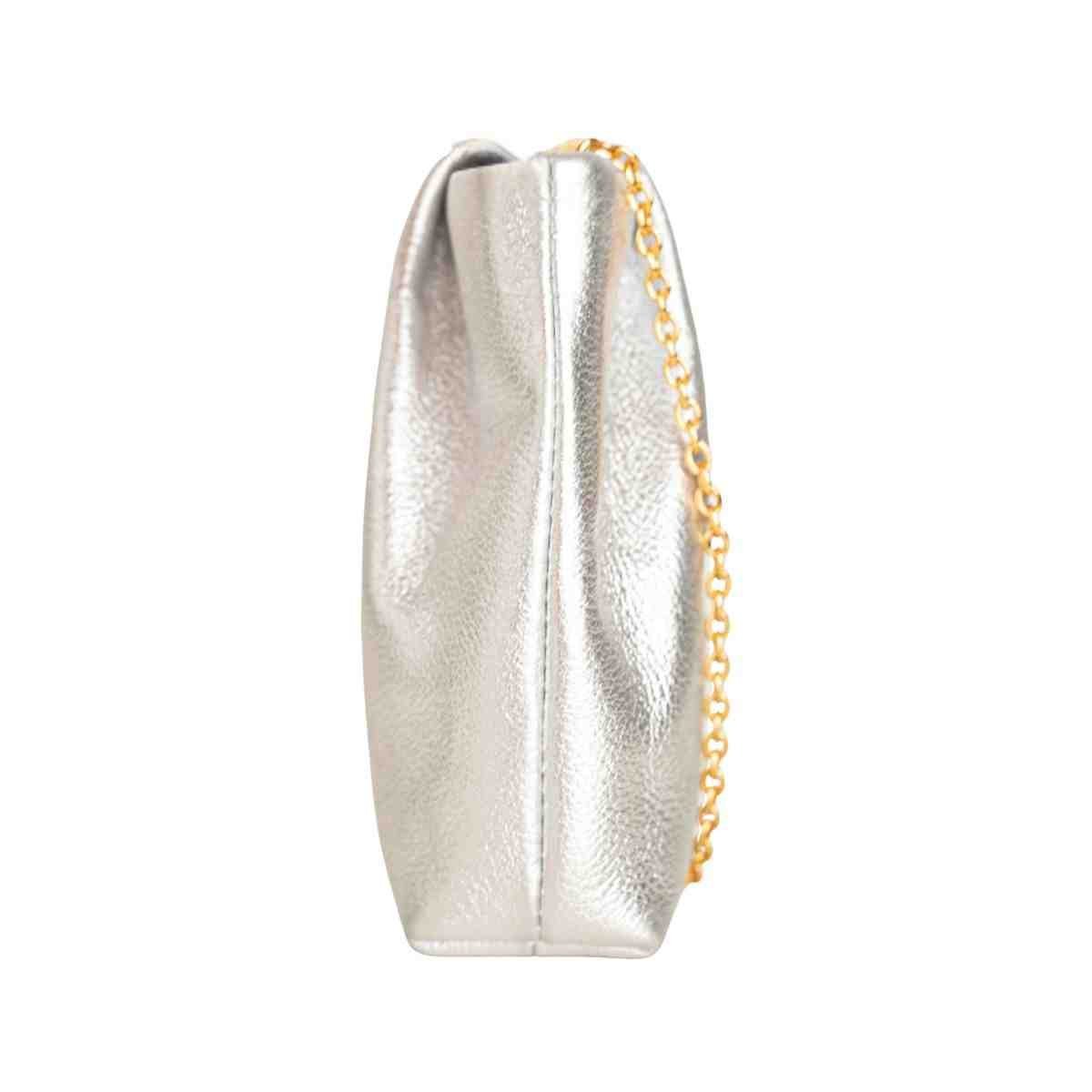 Bolsa Feminina Crossbody Transversal De Couro Prata Prata 4