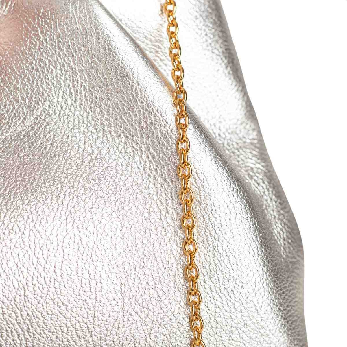 Bolsa Feminina Crossbody Transversal De Couro Prata Prata 6
