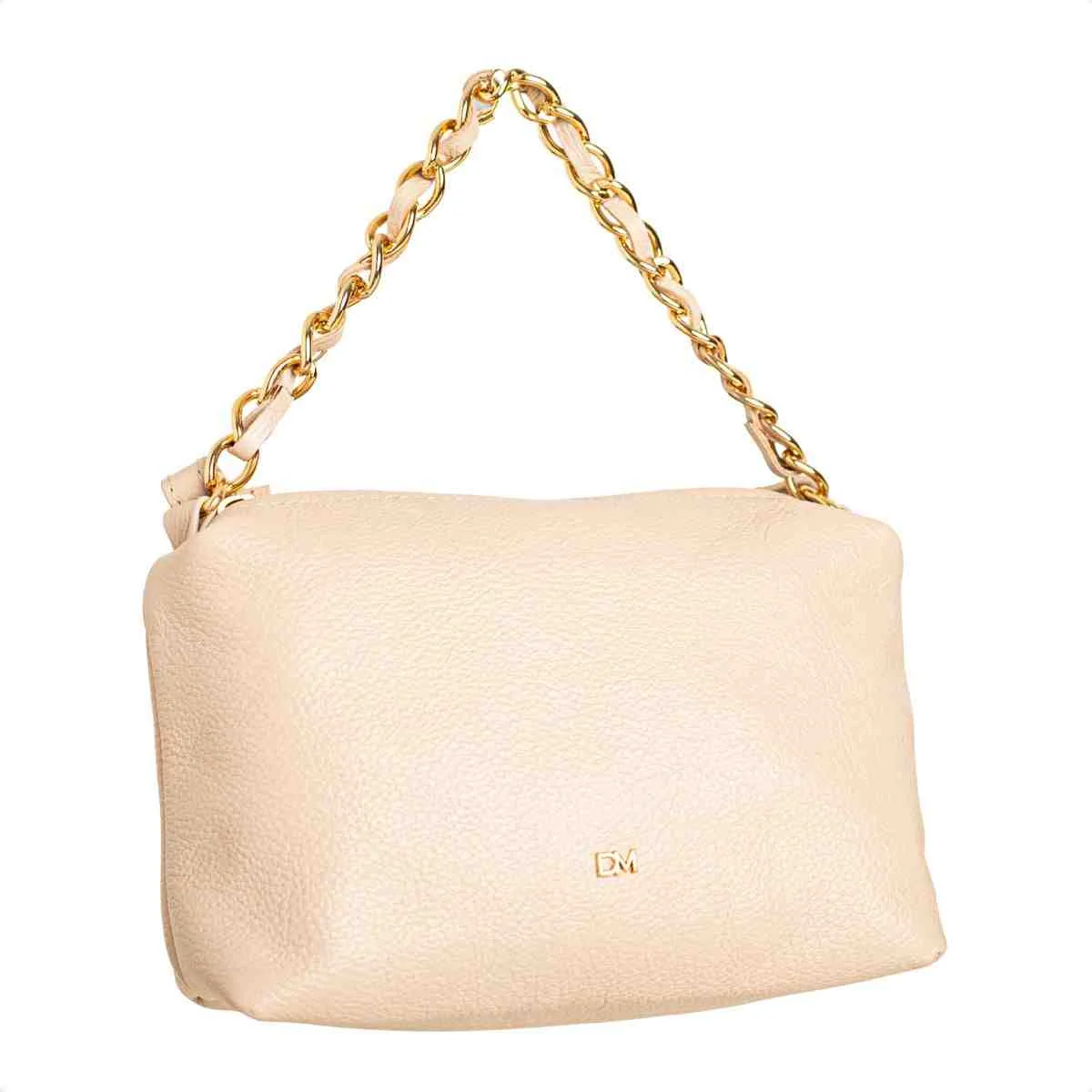 Bolsa Feminina Dm Transversal Crossbody De Couro Creme 2