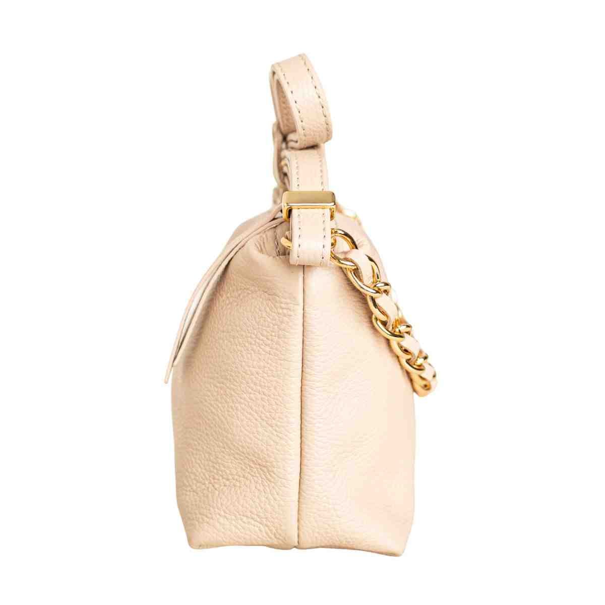 Bolsa Feminina Dm Transversal Crossbody De Couro Creme 4