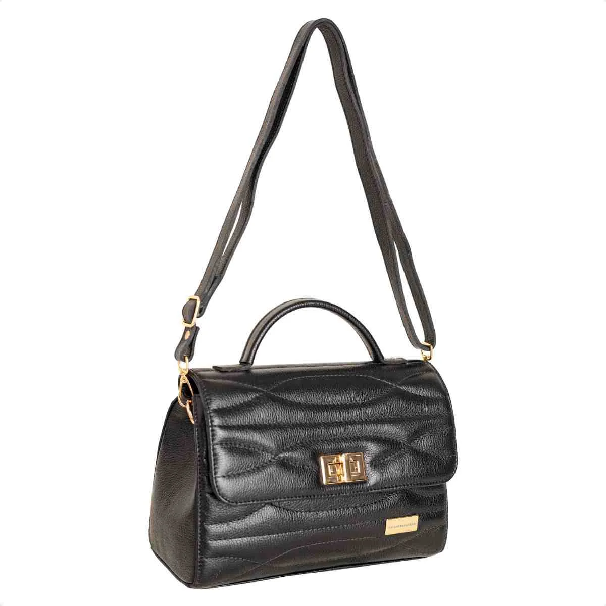 Bolsa Feminina Dm Transversal Matelassê Preta Preto 2