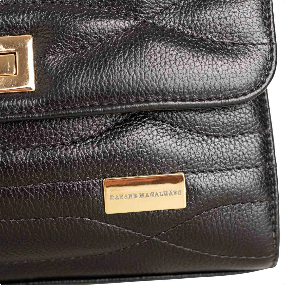 Bolsa Feminina Dm Transversal Matelassê Preta Preto 3
