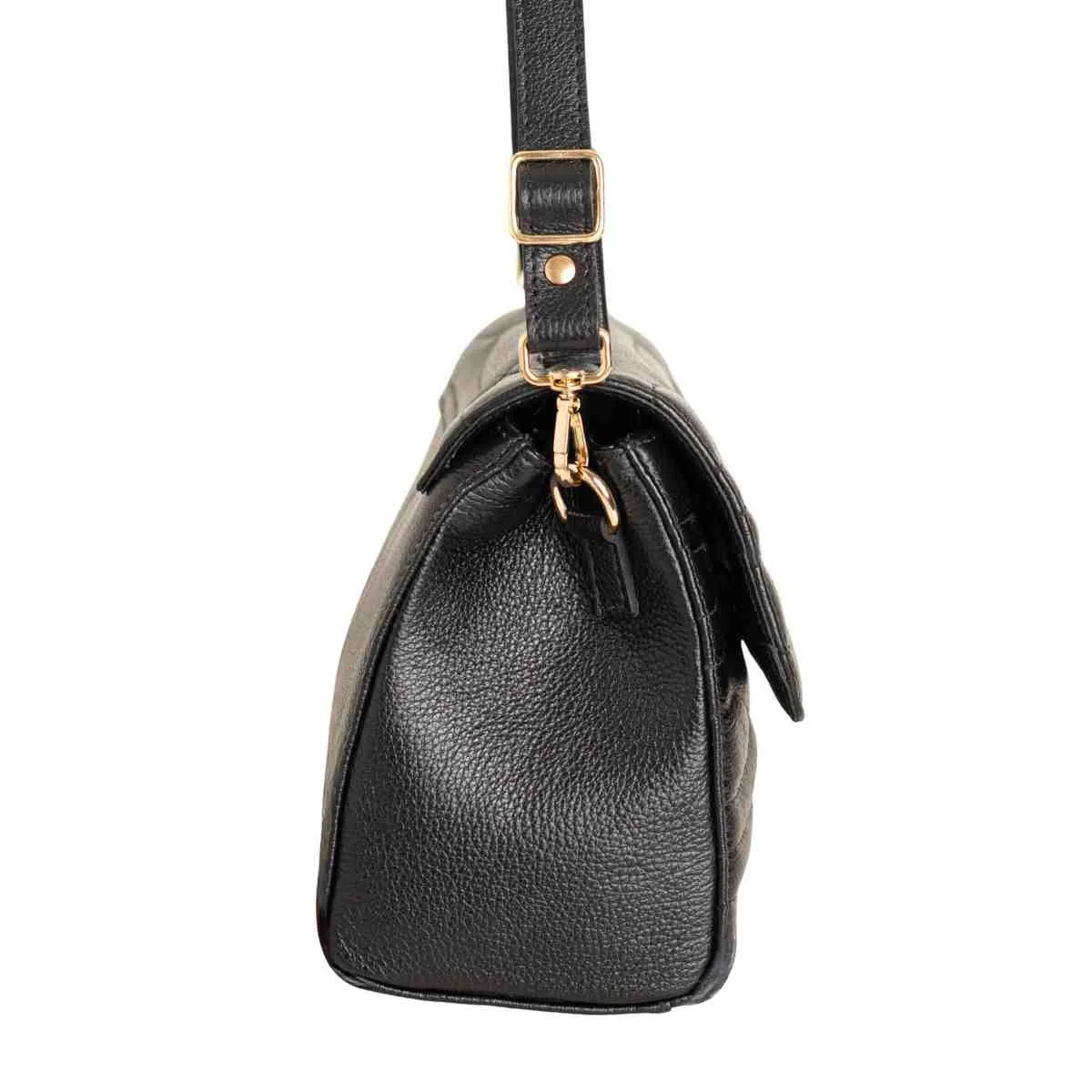 Bolsa Feminina Dm Transversal Matelassê Preta Preto 4