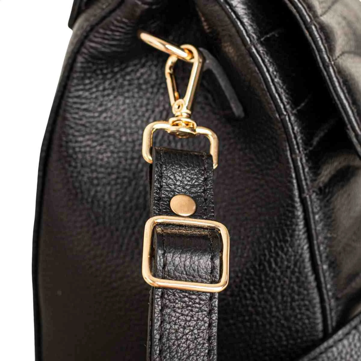 Bolsa Feminina Dm Transversal Matelassê Preta Preto 6