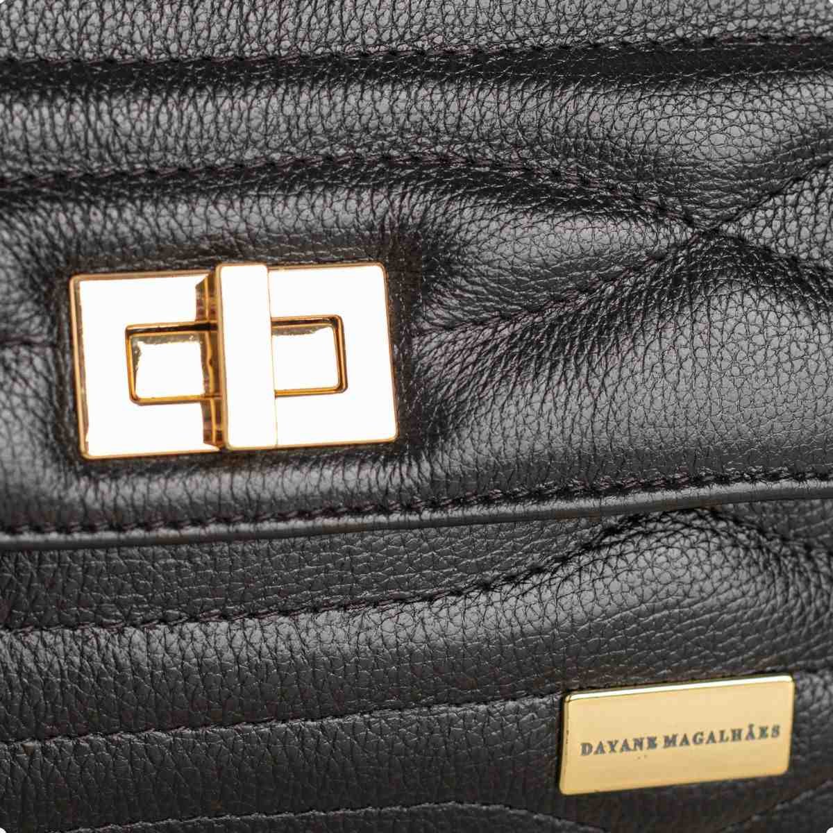 Bolsa Feminina Dm Transversal Matelassê Preta Preto 7
