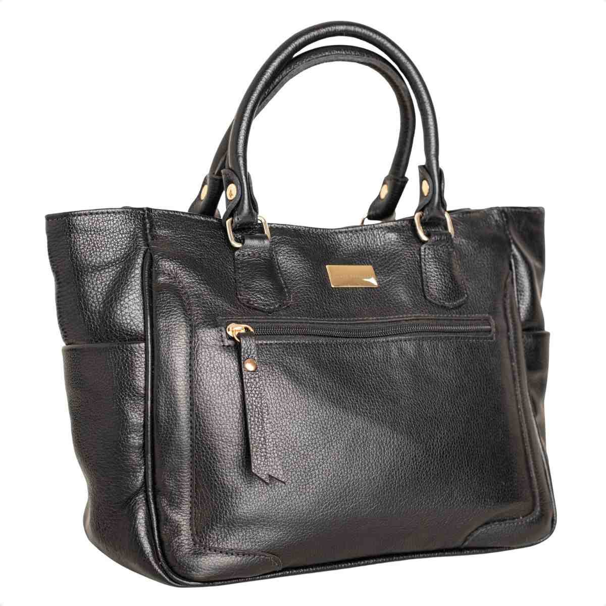 Bolsa Feminina Dm Shopping Bag Transversal De Couro Preto 2
