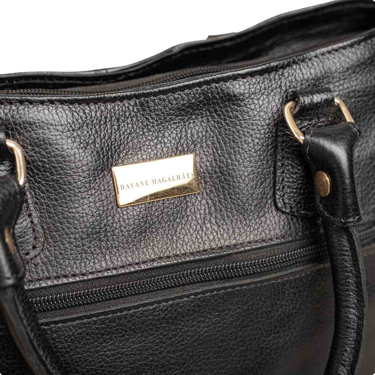 Bolsa Feminina Dm Shopping Bag Transversal De Couro Preto 3