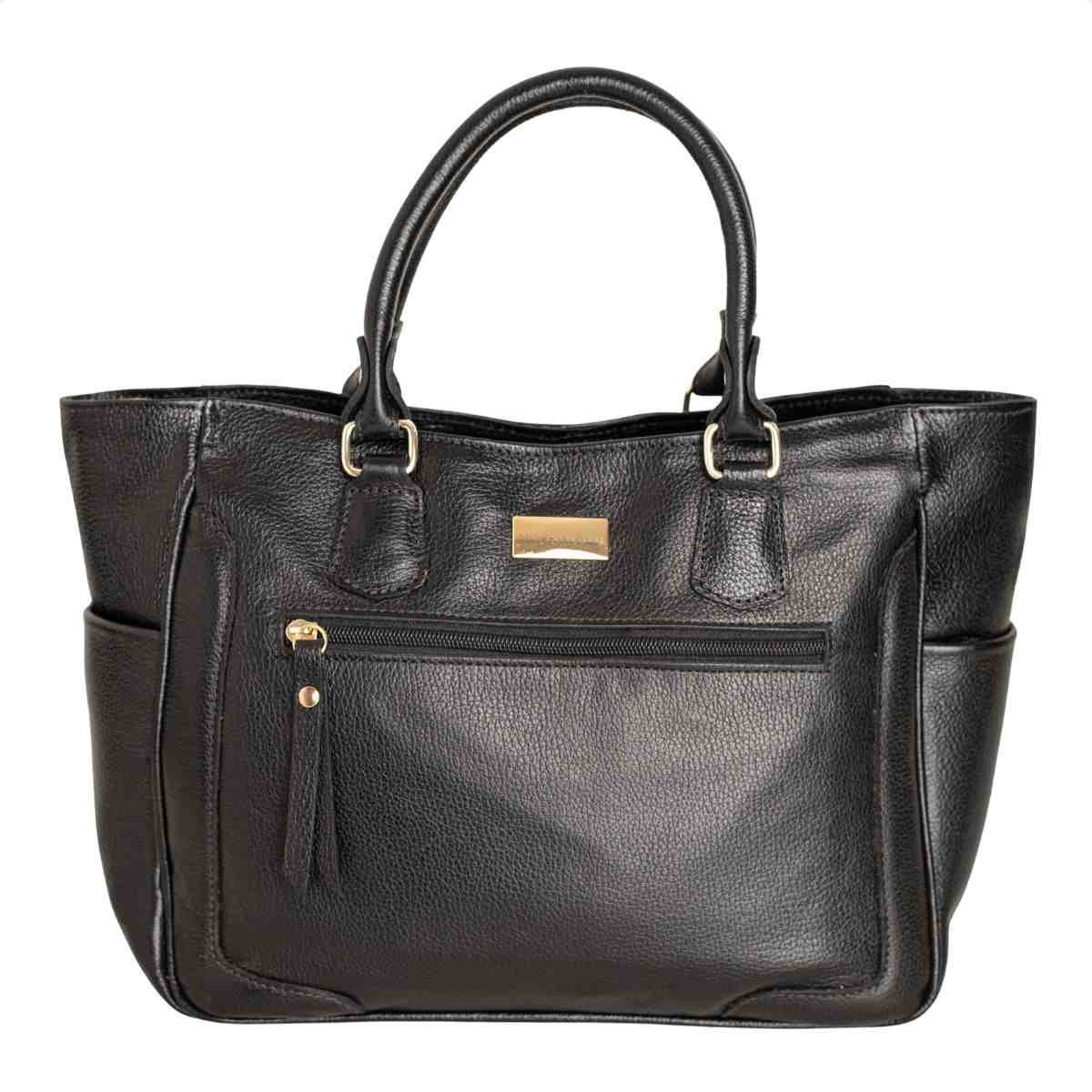 Bolsa Feminina Dm Shopping Bag Transversal De Couro Preto 6