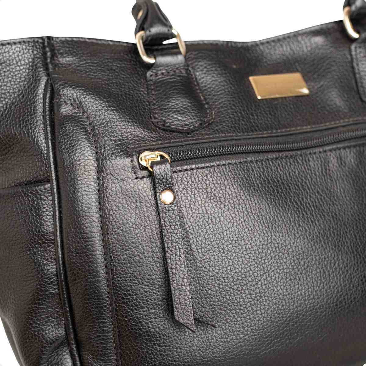 Bolsa Feminina Dm Shopping Bag Transversal De Couro Preto 7