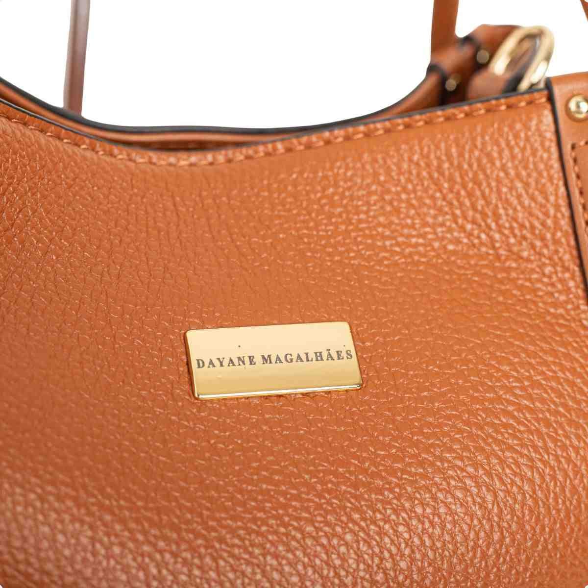 Bolsa Feminina Dm Tote Bag Transversal De Couro Caramelo Marrom 3