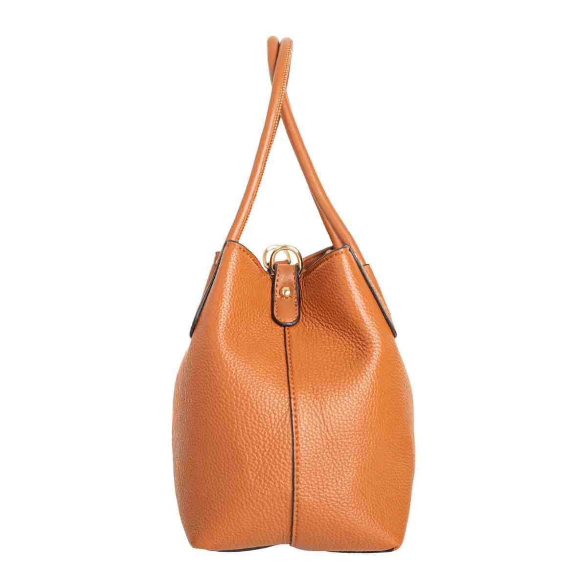 Bolsa Feminina Dm Tote Bag Transversal De Couro Caramelo Marrom 4
