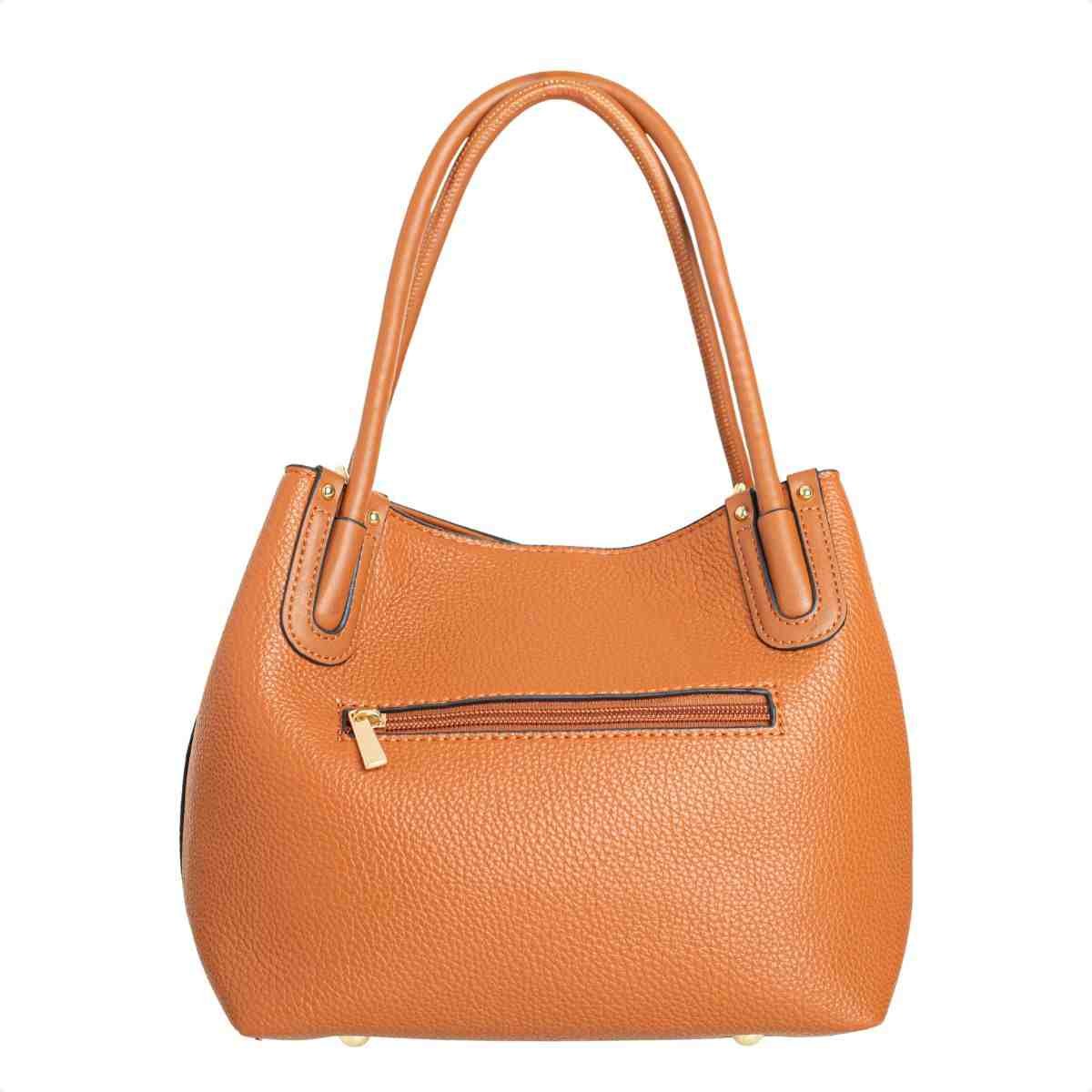 Bolsa Feminina Dm Tote Bag Transversal De Couro Caramelo Marrom 5