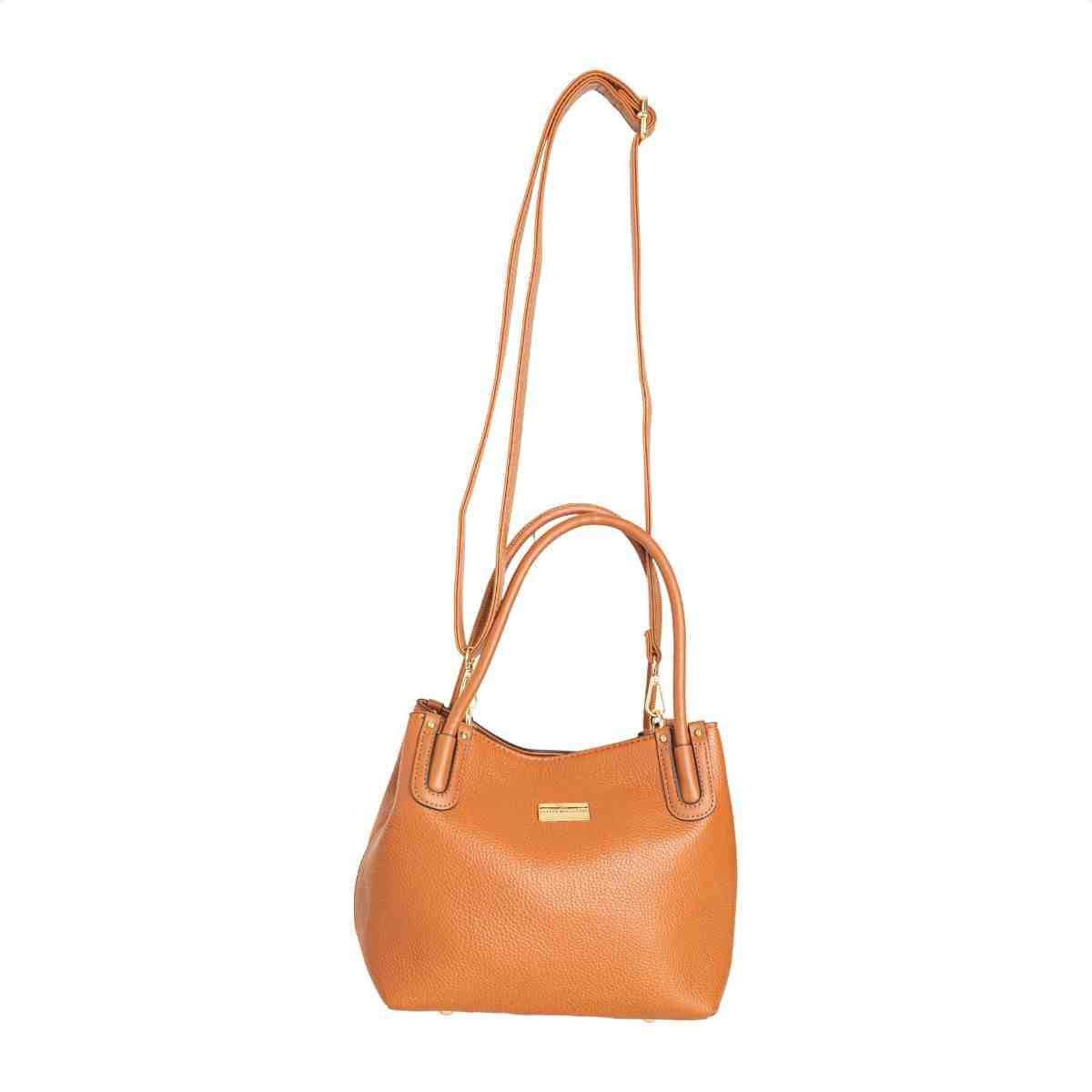 Bolsa Feminina Dm Tote Bag Transversal De Couro Caramelo Marrom 6