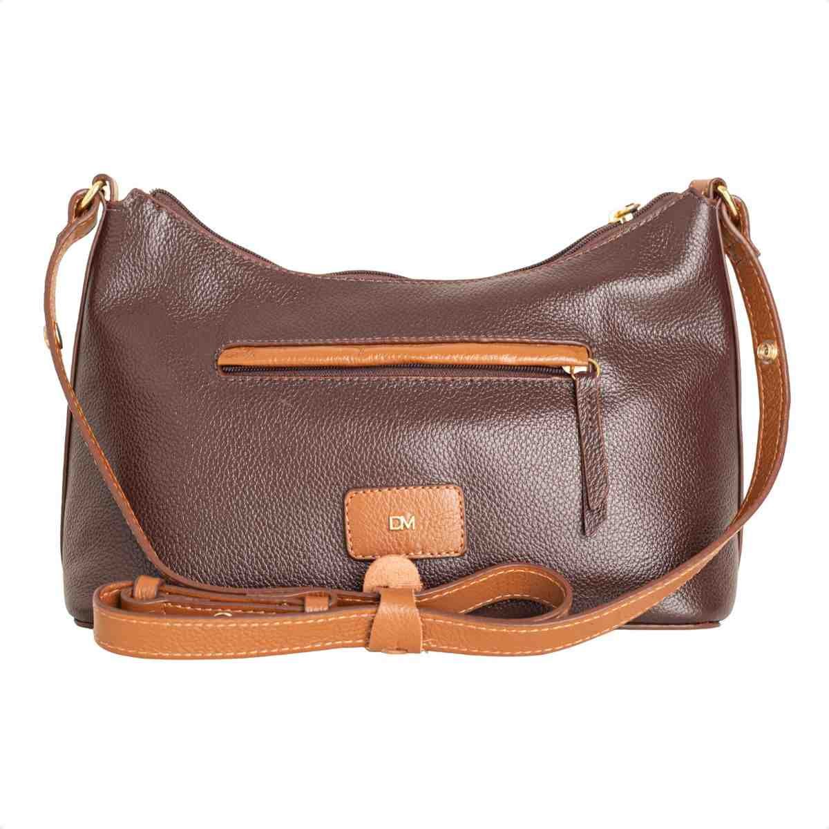 Bolsa Feminina Dm Transversal Crossbody De Couro Marrom 2