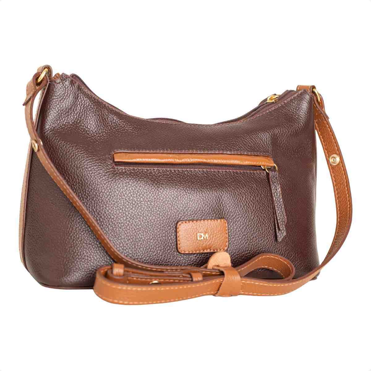 Bolsa Feminina Dm Transversal Crossbody De Couro Marrom 3