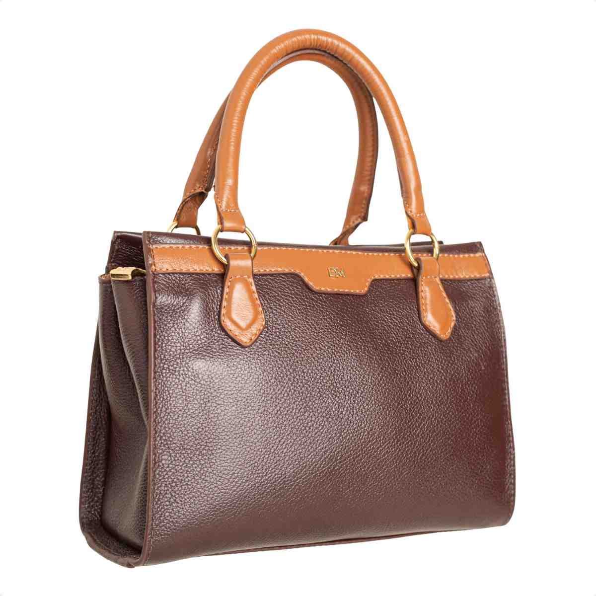 Bolsa Feminina Dm Tote Transversal De Couro Marrom 2