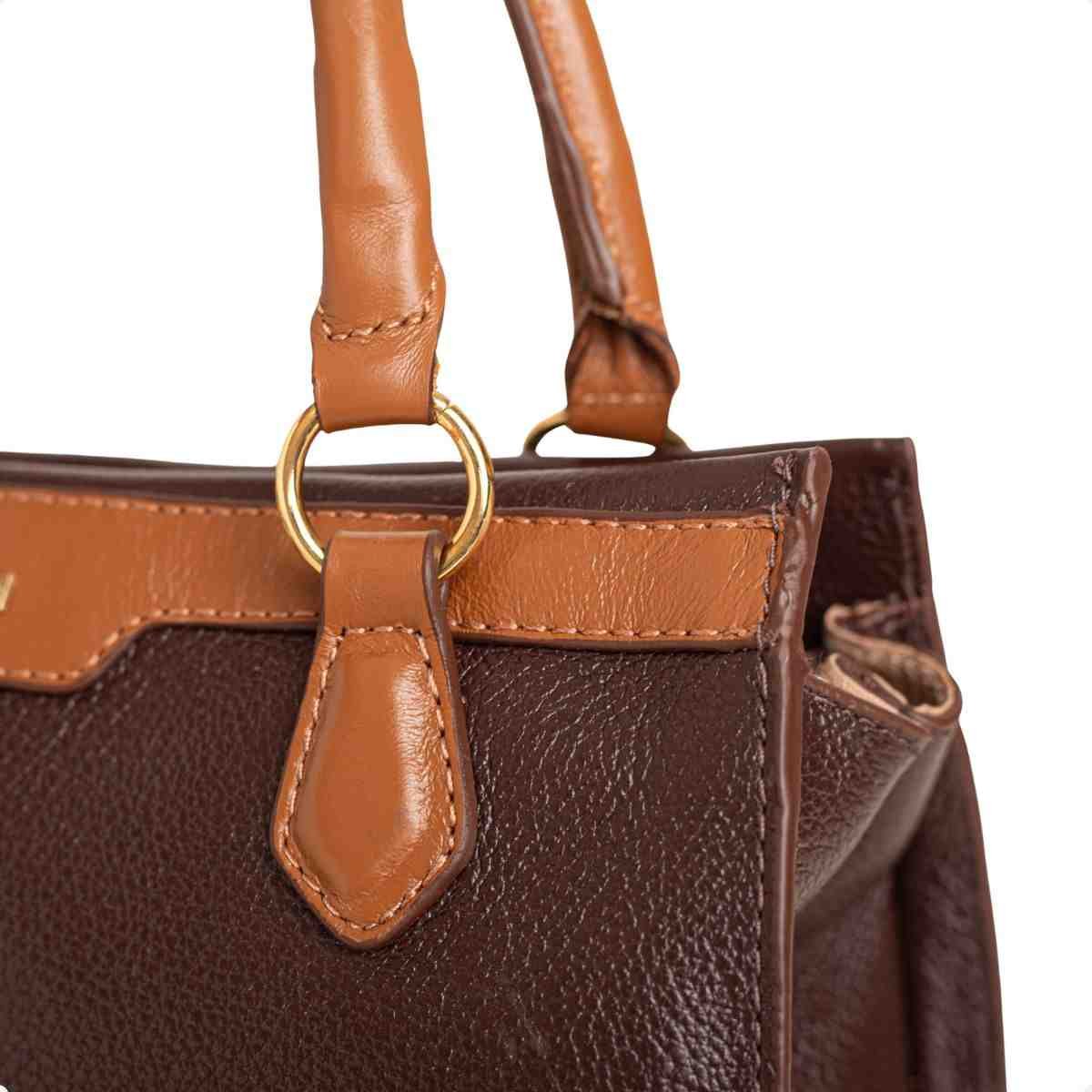 Bolsa Feminina Dm Tote Transversal De Couro Marrom 7