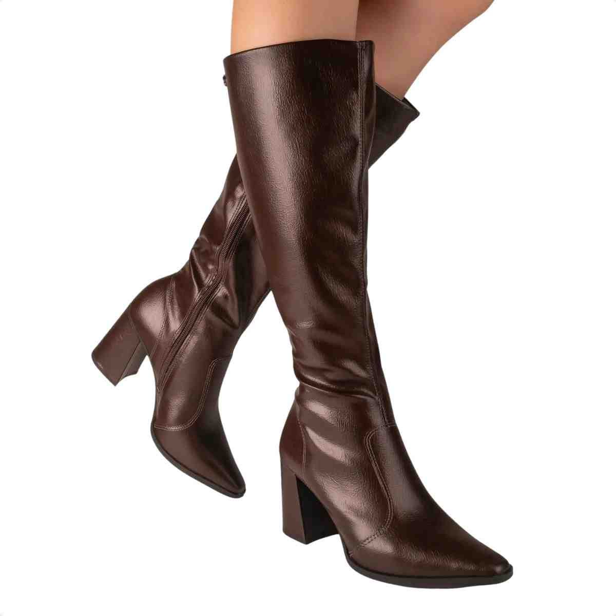 Bota Cano Alto Feminino Dakota Café Marrom 2