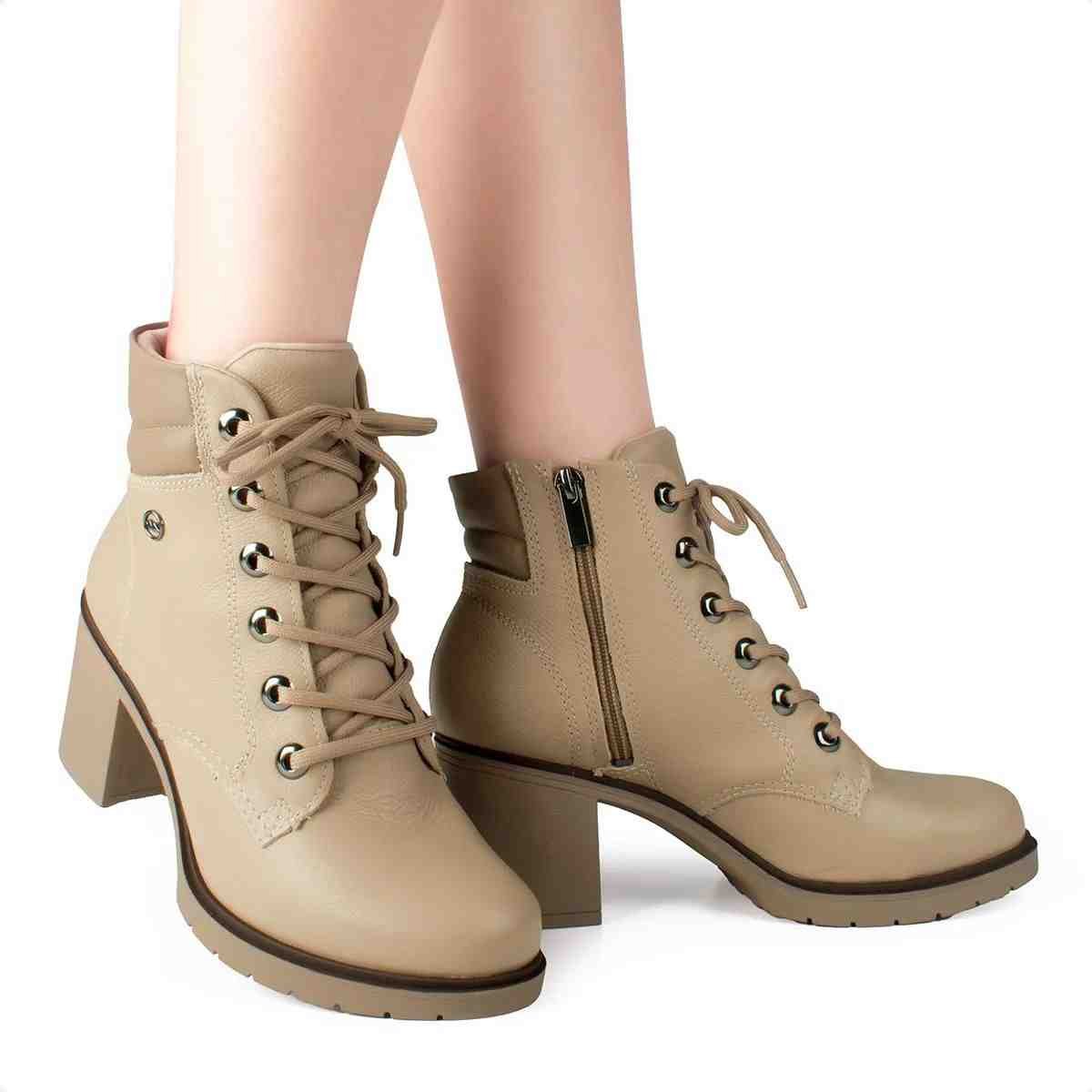 Bota Coturno Feminino Dakota Bege Bege 2