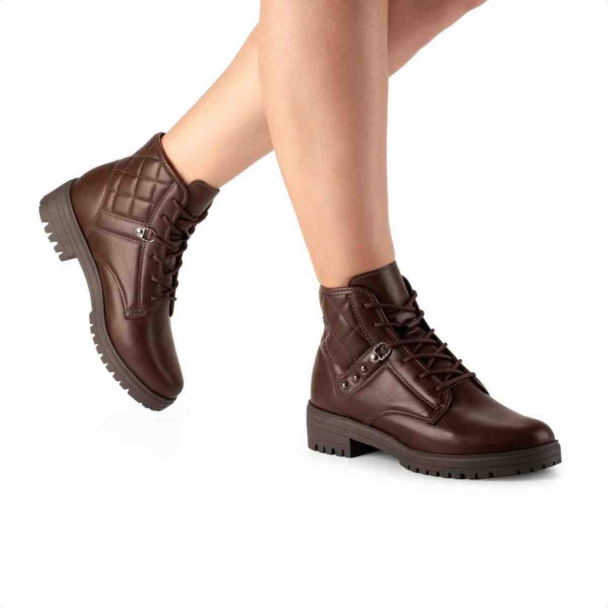 Bota Coturno Feminino Mississipi Marrom Marrom 2