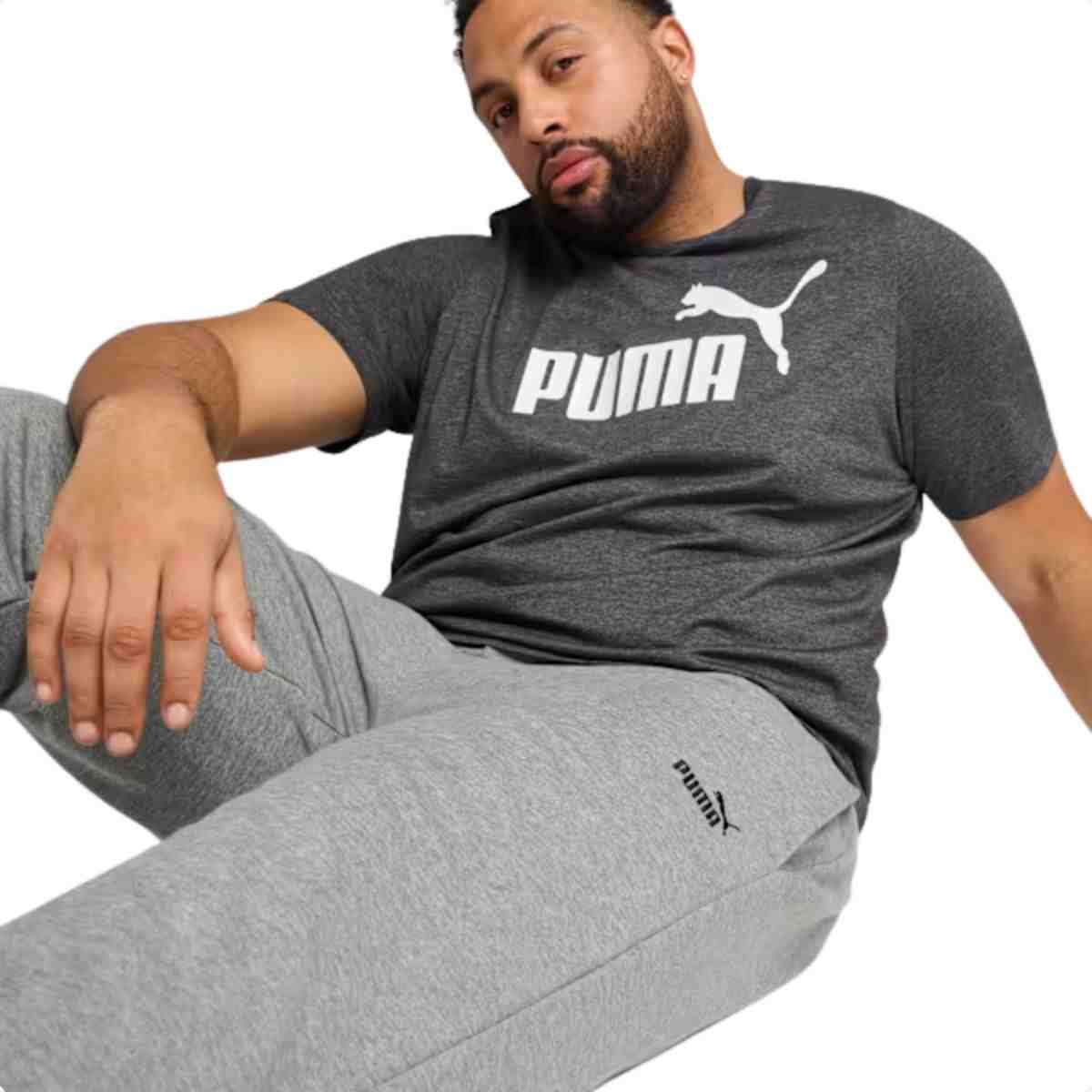 Calca Moleton Masculino Puma Logo Sweatpants Cinza Cinza 3