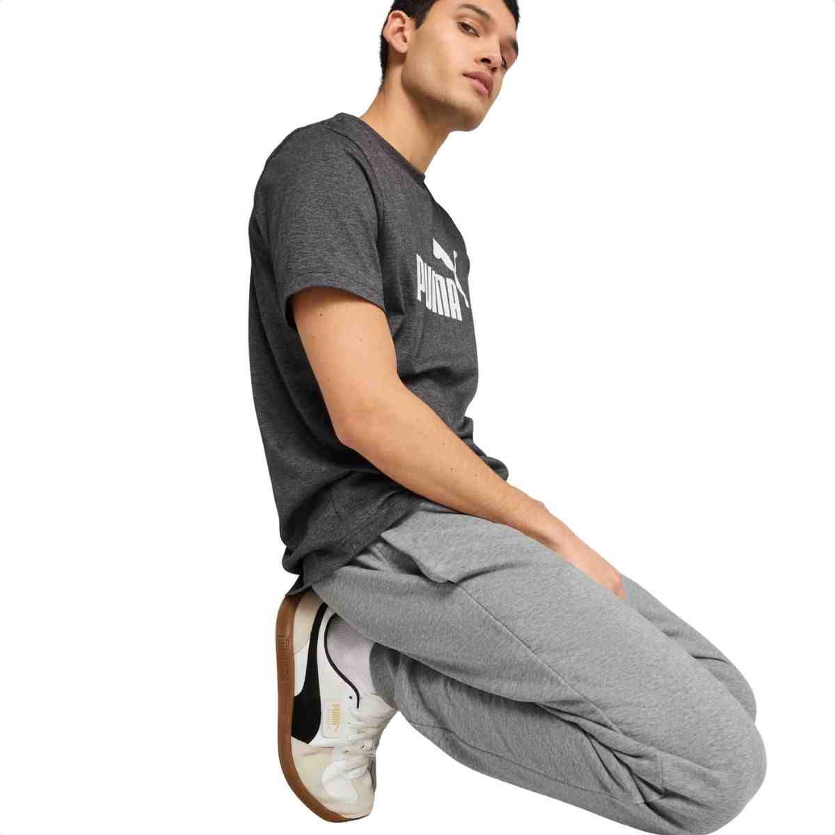 Calca Moleton Masculino Puma Logo Sweatpants Cinza Cinza 5