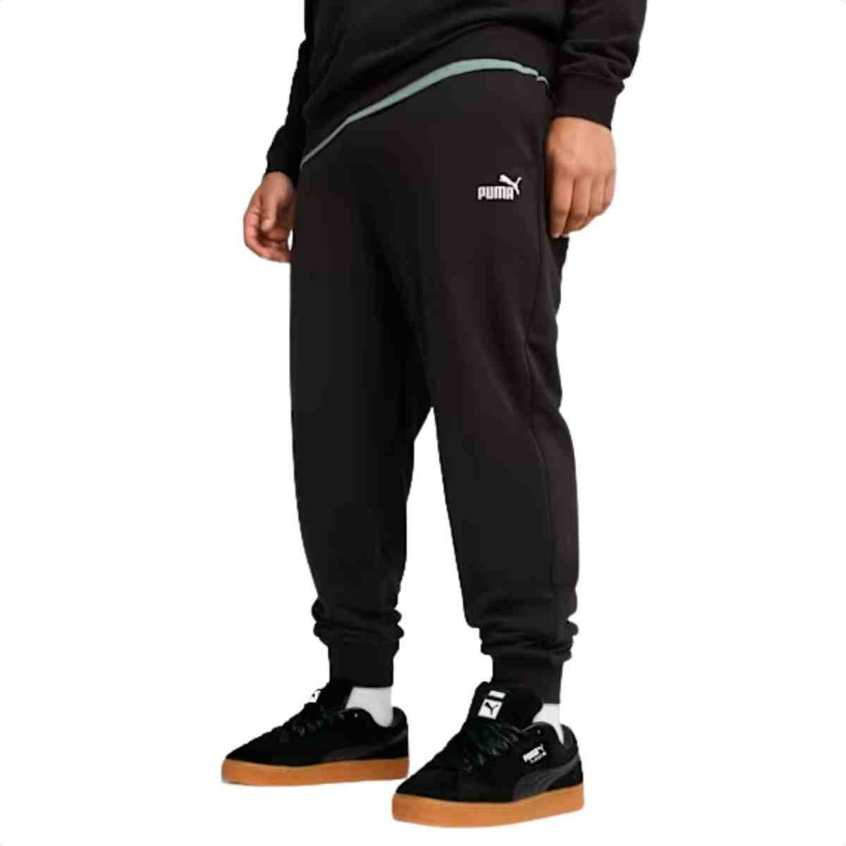 Calca Moleton Masculina Puma Logo Sweatpants Preta