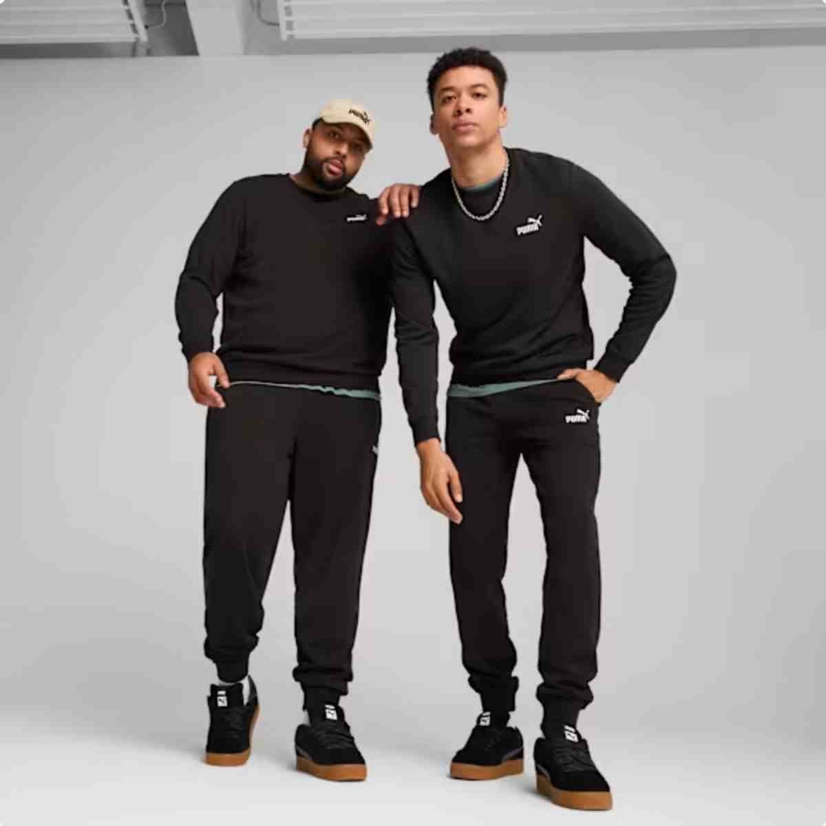 Calca Moleton Masculina Puma Logo Sweatpants Preta Preto 2